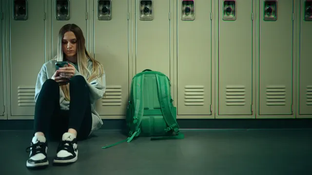 Lauryn Licari in der Schule. Anfangs wurde noch vermutet, dass eine Mitschülerin aus Eifersucht die Nachrichten verschickt, doch die Schule fand keine Beweise dafür. | Foto: Courtesy of Netflix